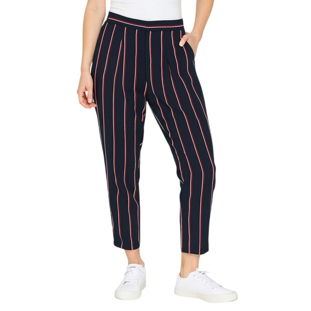 Lauren Ralph Lauren Pants 6P Red White Blue Striped Cropped Dress‎ Casual Work